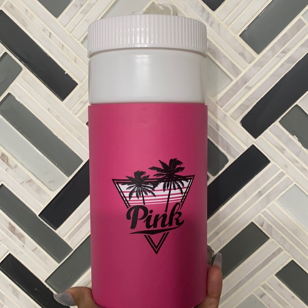 32ounce pink thermal water bottle with straw